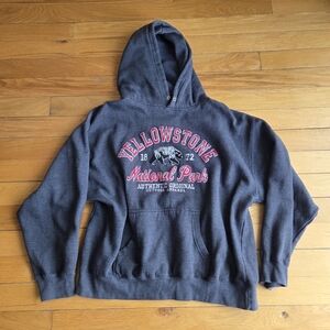 Gray Yellowstone National Park Hoodie Mens XXL